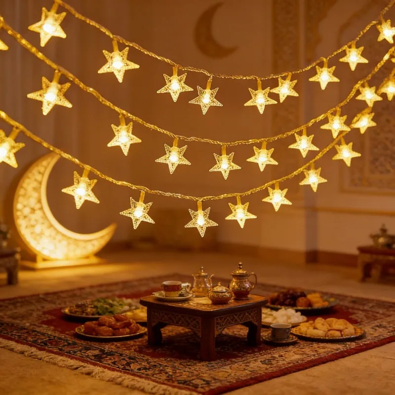 

Eid Mubarak Battery Power Festoon Star Fairy String Light Wedding Party Room Decor Outdoor Garland Ramadan Home Decoration Lamp