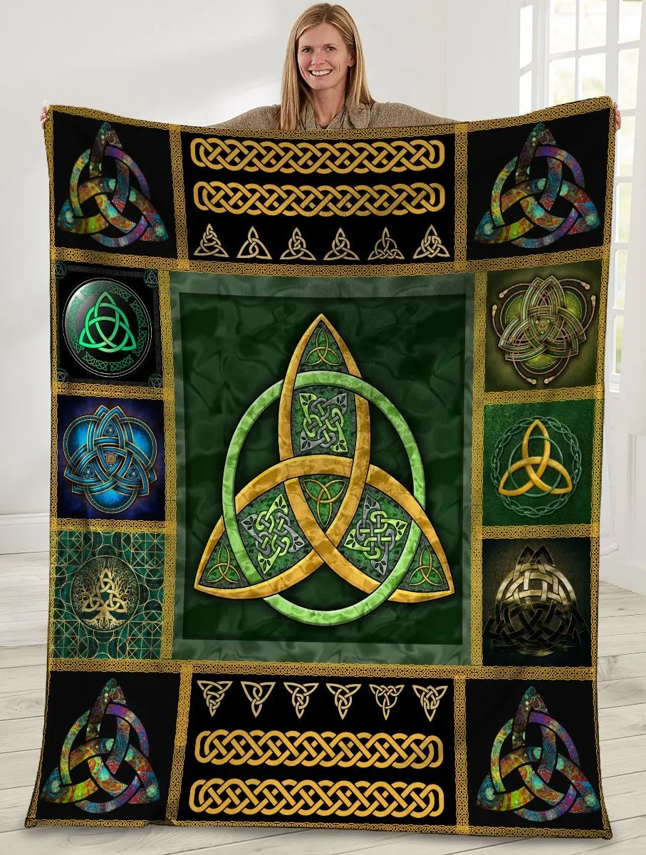 

Triquetra Symbol Fleece Blanket 3D All Over Printed Blanket Kids Adult Soft Bed Cover Sheet Plush Blanket