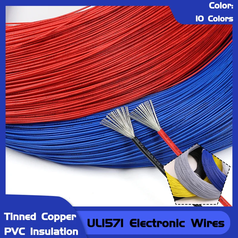 

UL1571 PVC Insulated Tin Plated Copper Wire 32-16AWG Flexible Electronic Cable for LED Strips DIY Projects Automotive Cables