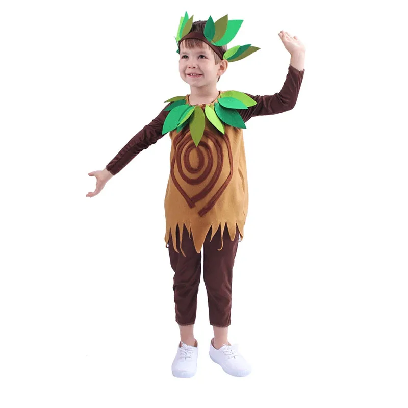 Unisex Child Groot Tree Man Costume Boys Funny Forest Creature Fancy Dress Halloween Tree Ent Costume for Kids