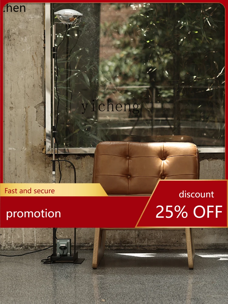 

YFY Fabric Soft Bag Imported Oil Wax Genuine Leather Oak Leisure Single-Seat Sofa Chair