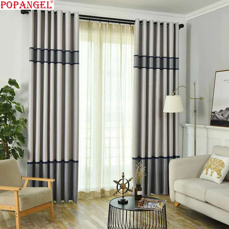 

Dreamwood-Customizable Thick Polyester Fabric Window Curtains, Thermal Insulation, Eco-Friendly, Striped, Blackout, Modern