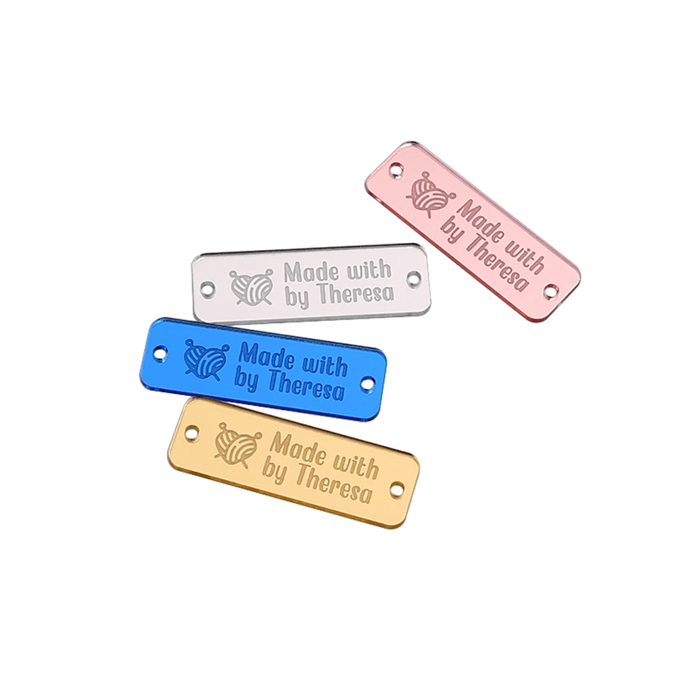 

Custom Mirror Acrylic Tags Laser Engraved 0.59x1.77" Pre-Punched for DIY Crafts Home Decor Apparel Gifts Personalized Text Logo