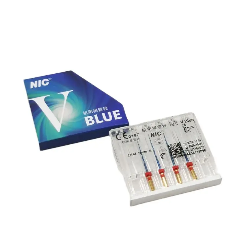 Root Canal Treatments 4pcs/box with CE-Approved NIC Dental's V-Blue Niti Rotary Engine Dynamic Reciprocating Files