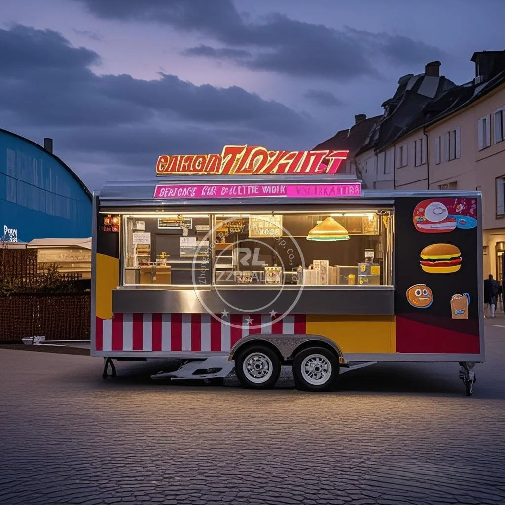 

Food Truck Trailer Hot Dog Concession Trailers Pizza Coffee Food Cart for Hipster Street Food Markets