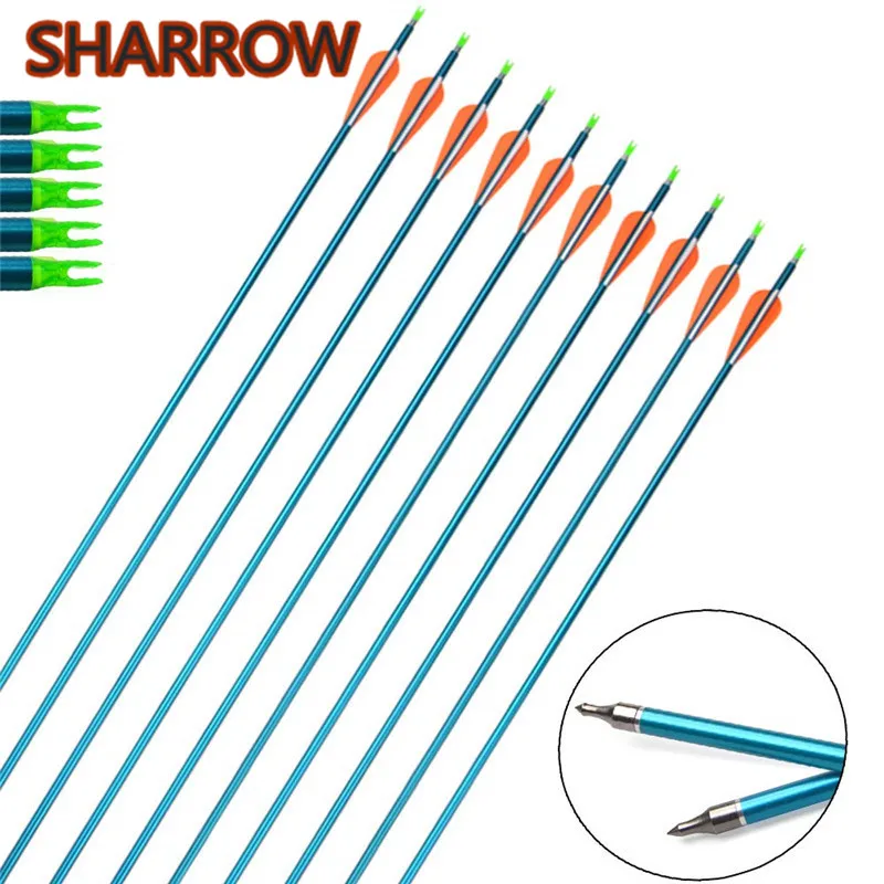 

12Pcs 30" Spine 500 Archery Aluminum Arrow With 3" Rubber Vanes Arrows For Outdoor Shooting Practice Sports Training Accessories