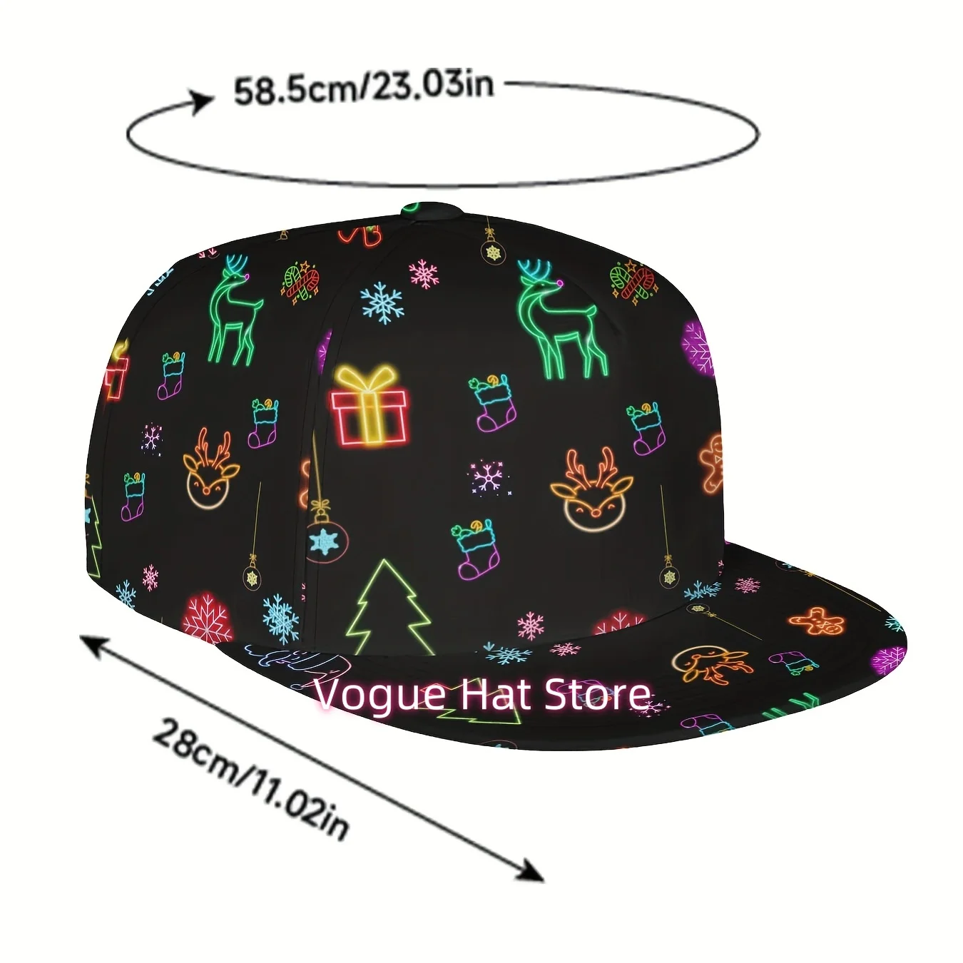 Unisex 3D Full-Printed Baseball Cap Featuring Christmas Designs Like Neon Deer, Snowmen, And Candy, Perfect for Holiday Parties