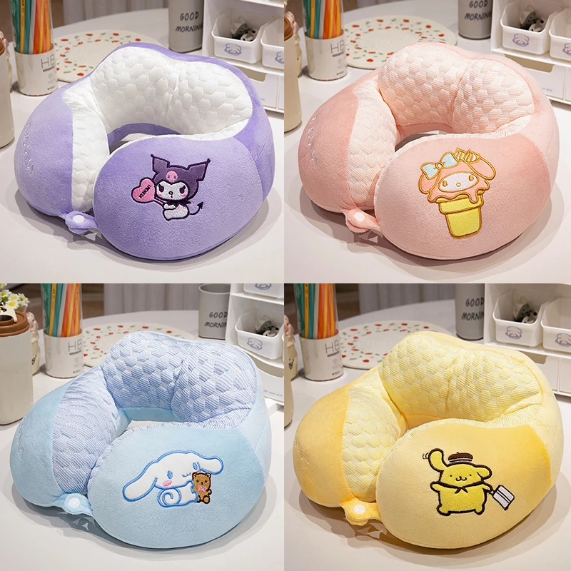 

Подушка для шеи Sanrio 30*26 см, милая U-образная аниме-подушка Hello Kitty My Melody Kuromi Cinnamoroll в виде автомобиля