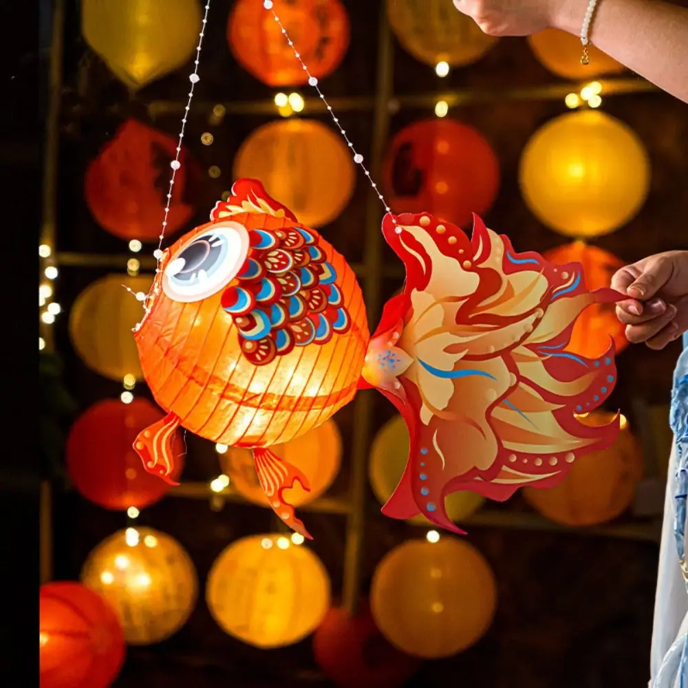 Cartoon Goldfish Mid-Autumn Festival Lantern Material Package Handmade Mid-Autumn Festival DIY Lantern Koi Lantern Festival
