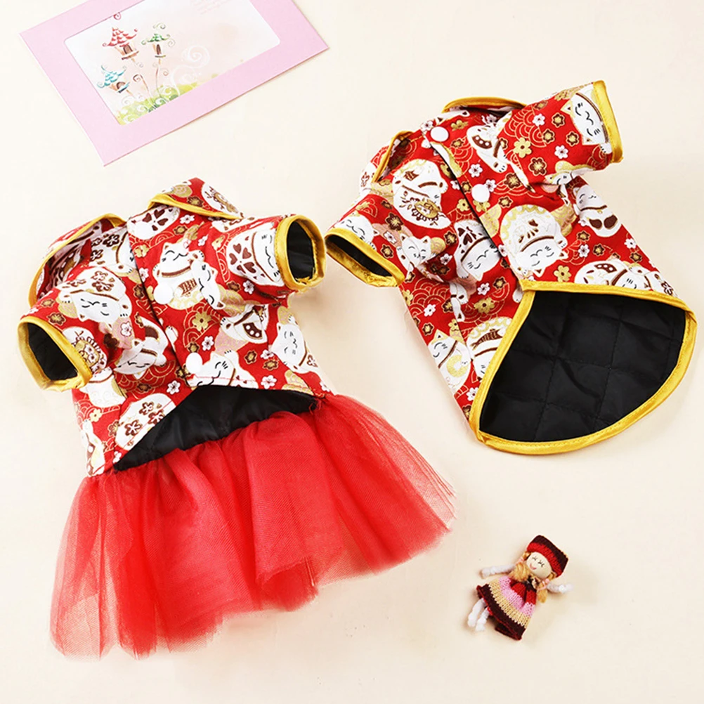 

New Year Pet Clothes Outerwear Dog Coat Costume Keep Warm Chinese Style Clothing