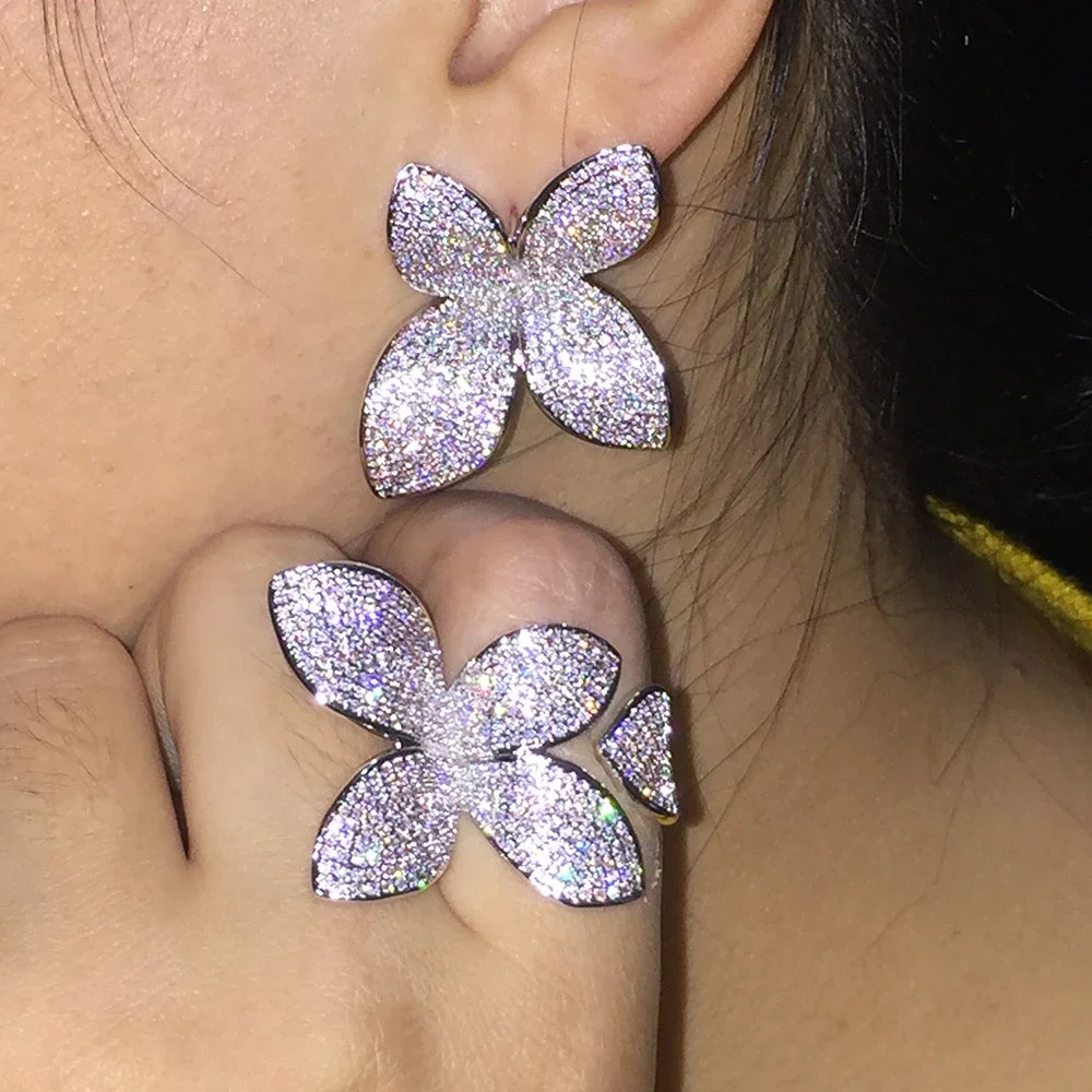 

Luxury 100% 925 Sterling Silver Open Flower Rings delicalte Girl Women Christmas gift cute Silver Resizable Ring Jewelry