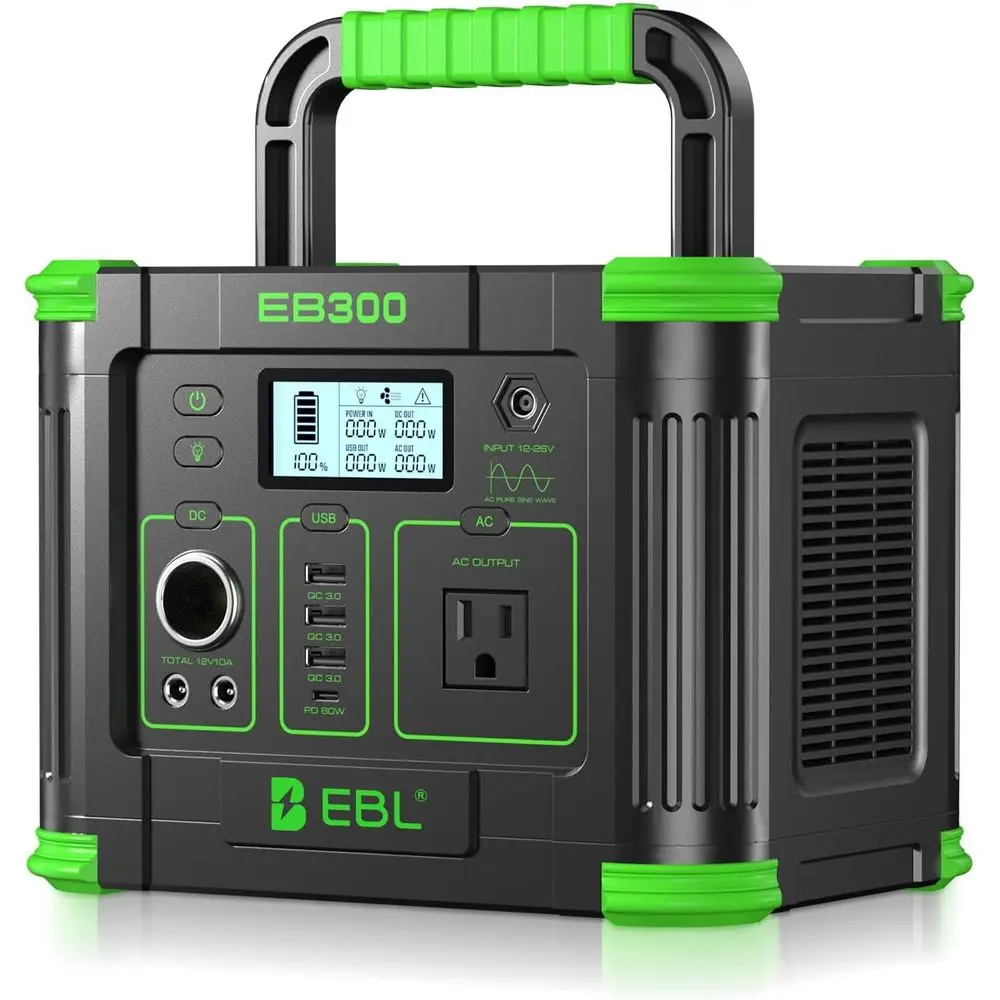 300W 290Wh Solar Generator, 60W USB-C PD, Wireless Charger, Emergency Light, Multi-Port Outdoor Power Supply