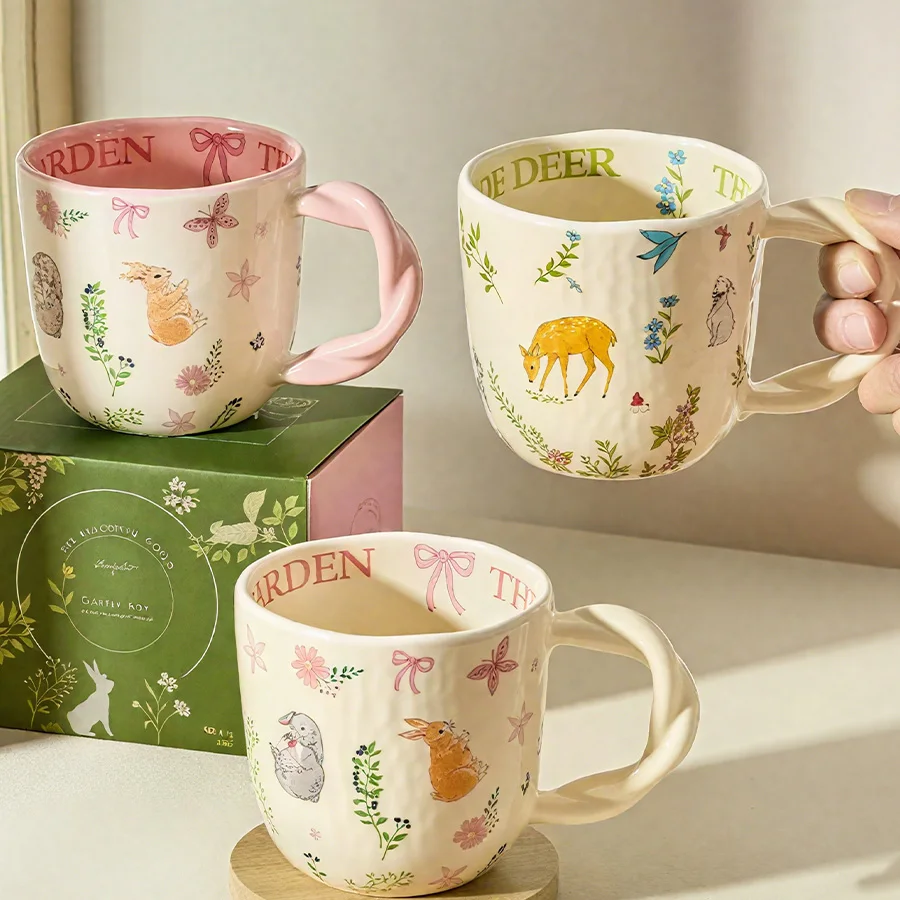 Ceramic cup  Mug  Ivory-white porcelain Set Hotel Inn Tea / hot drink Macaron color Unglazed bisqu