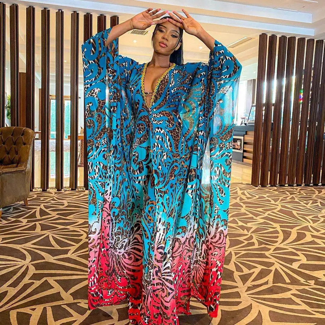 African Print Women's Long Robe Two-Piece Set Fashionable Ensemble for Ages 25-35 Autumn Season Polyester Blend
