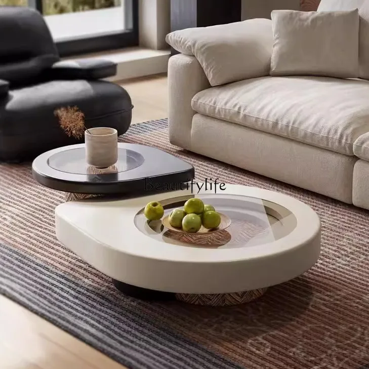 

Cream Style Coffee Table Set for Living Room, Suitable for Small Apartments