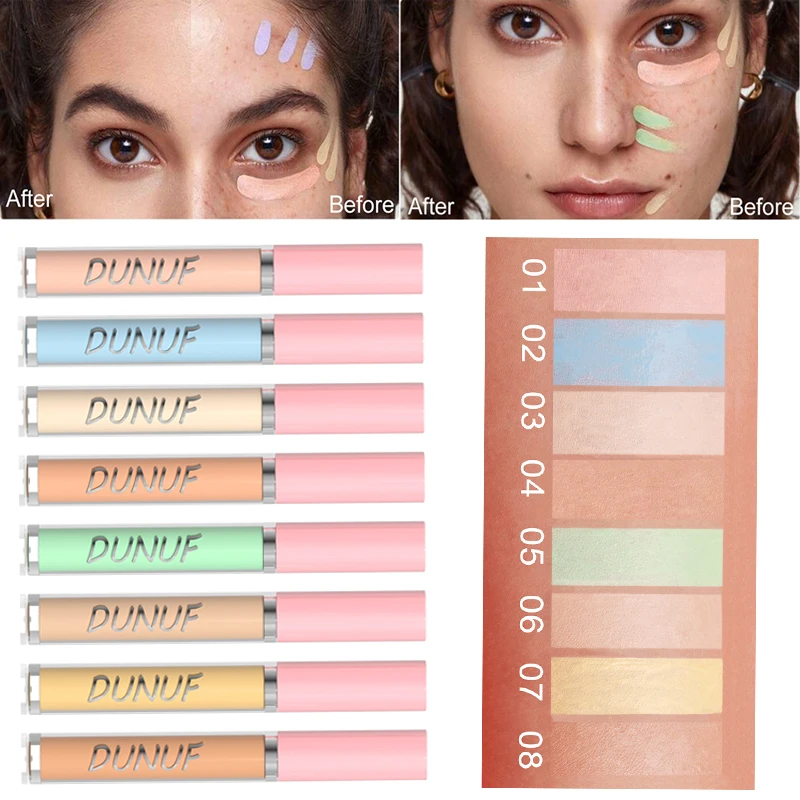 

DUNUF Liquid Concealer Foundation Waterproof Cover Spot Acne Dark Circles Tinted Shades Concealer Even Skin Tone Face Makeup
