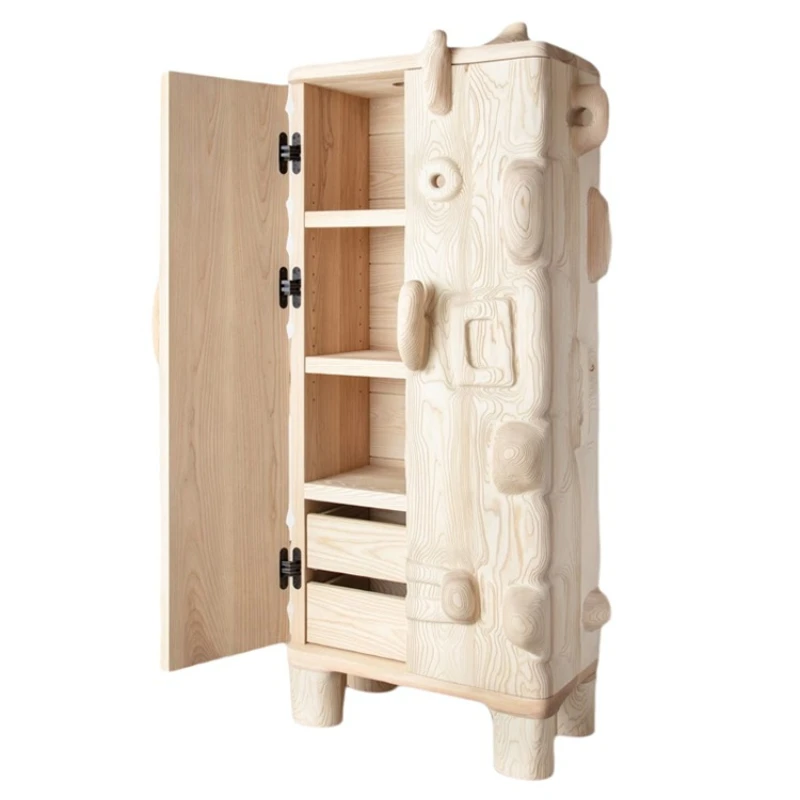 Art light luxury creative solid wood dining side cabinet villa mansion personalized high cabinet designer multi-functional