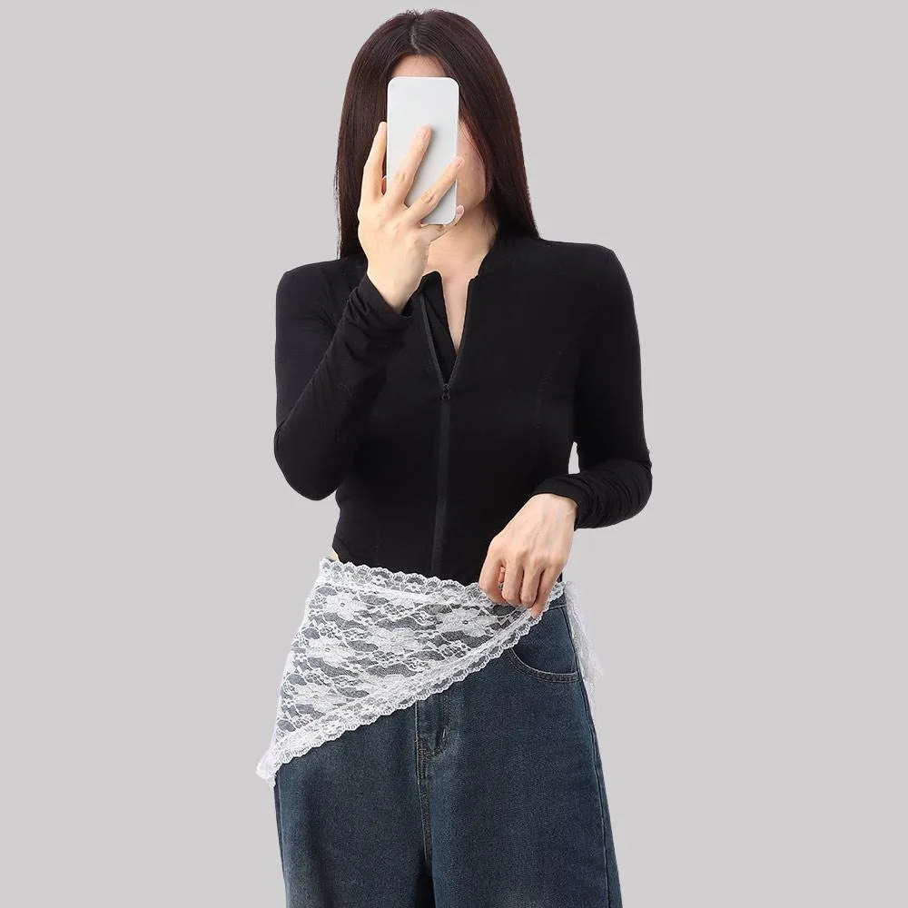 Fashion Lace-up Lace Mini Skirt Slim Fit Pretty Apron Wrap Skirt Harajuku Y2K Fart Curtain for Women