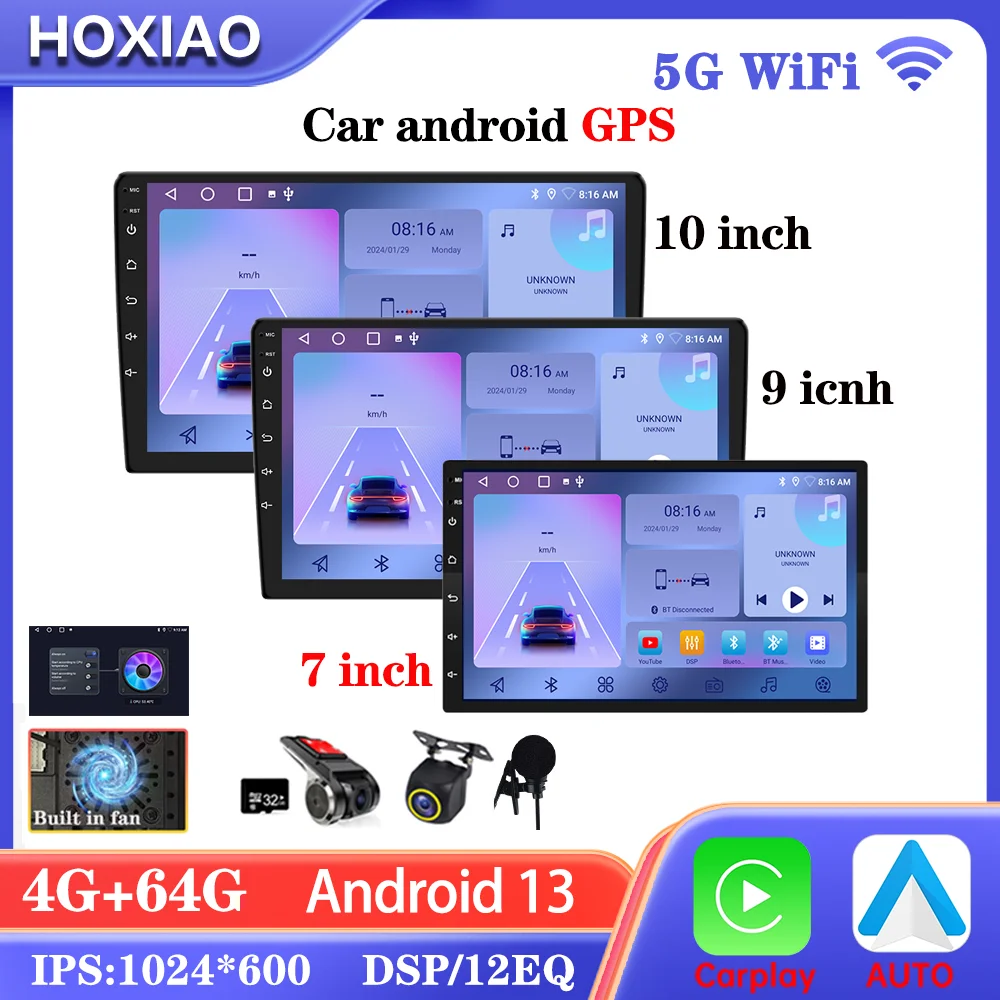 Android 13 Car Radio 7/9/10 inch Multimedia Player GPS Wireless Carplay auto For Toyota Hyundai Nissan Kia Suzuki ISO Head Unit