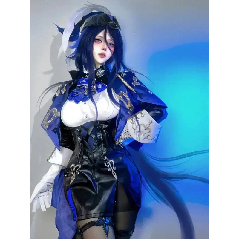 

❤2026✚Clorinde Cosplay Costume Genshin Impact Fontaine Champion Duelist Wig Hat Uniform Cloak Earrings Halloween For Women Clot◀