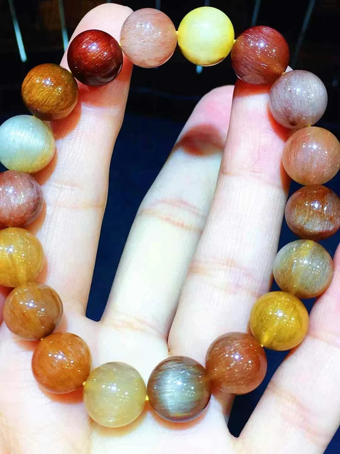 Natural Copper Rutilated Quartz Bracelet Gold Red Rutilated 10.4mm Clear Round Women Bracelet AAAAAA