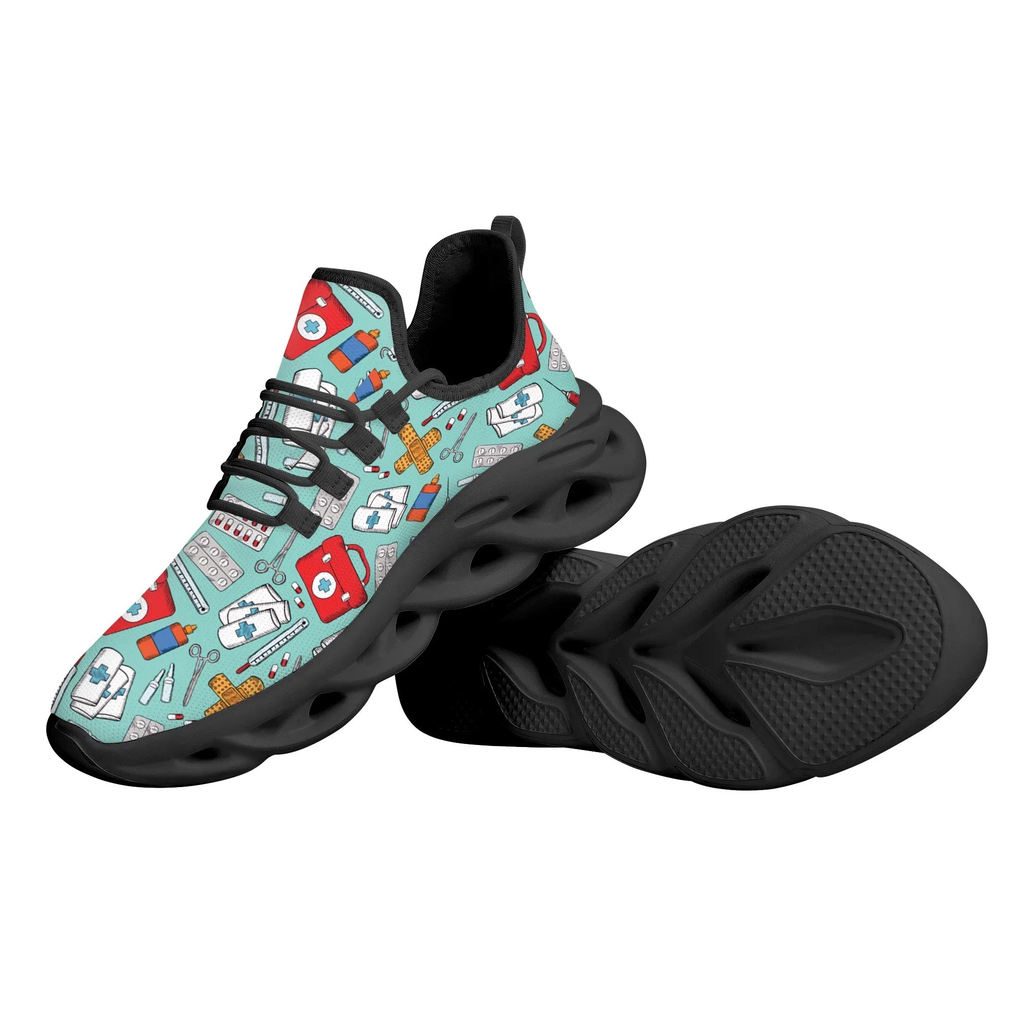 Red Medical Box Design Outdoor Shoes Female Running Sneakers Light Mesh Women's Footwear Knitted Platform Shoes