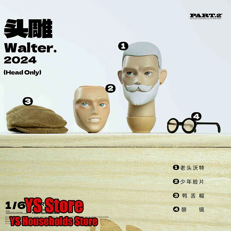 PART2PARK 1/6 Scale Elder Walter White Hair Head Sculpt Young Boy Face Type Replaceable Model For 12