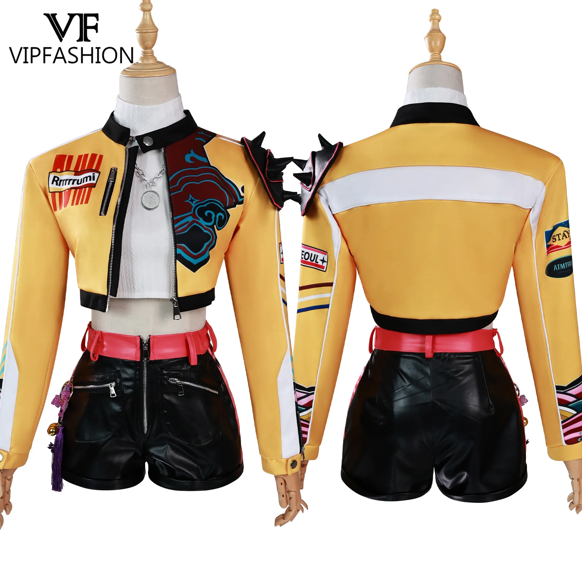 

VIP FASHION Девушка Руми Косплей Костюм Хэллоуин Kpop Охотники Демонов Вечеринка Наряд Аниме Фильм Необычная Одежда Представление Платье