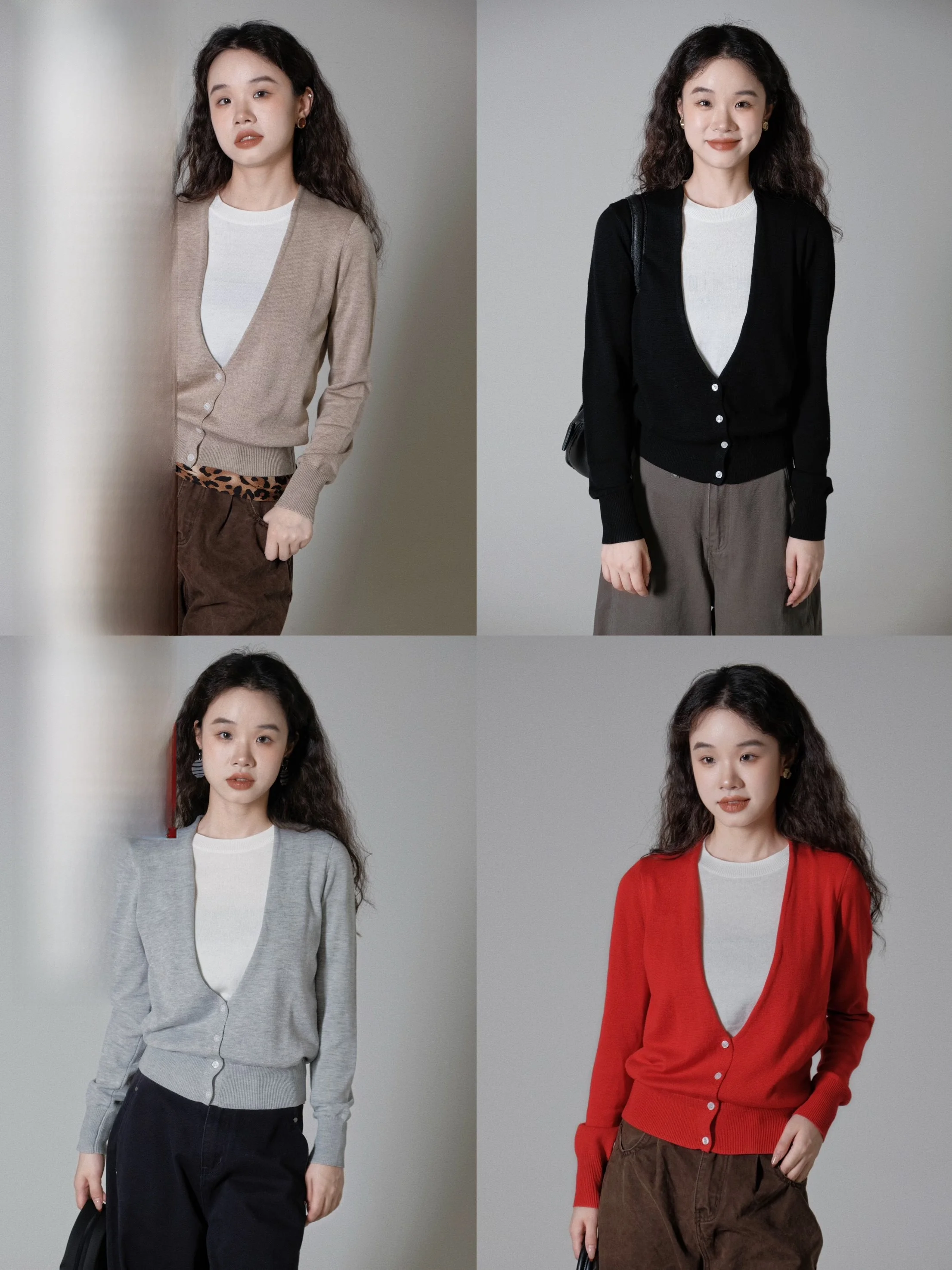 

IVY YANG Laid-ba Sle V-ne Wool Blend Long Sve Knitted Sweater Autumn 2025 New Design Fake Two-Piece Ladies Faion