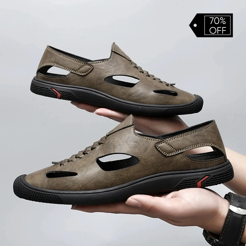 

Мужские летние сандалии с открытым носком, пляжная обувь для отдыха, лоферы, летние перфорированные туфли, легкая уличная повседневная обувь, мужские сандалии