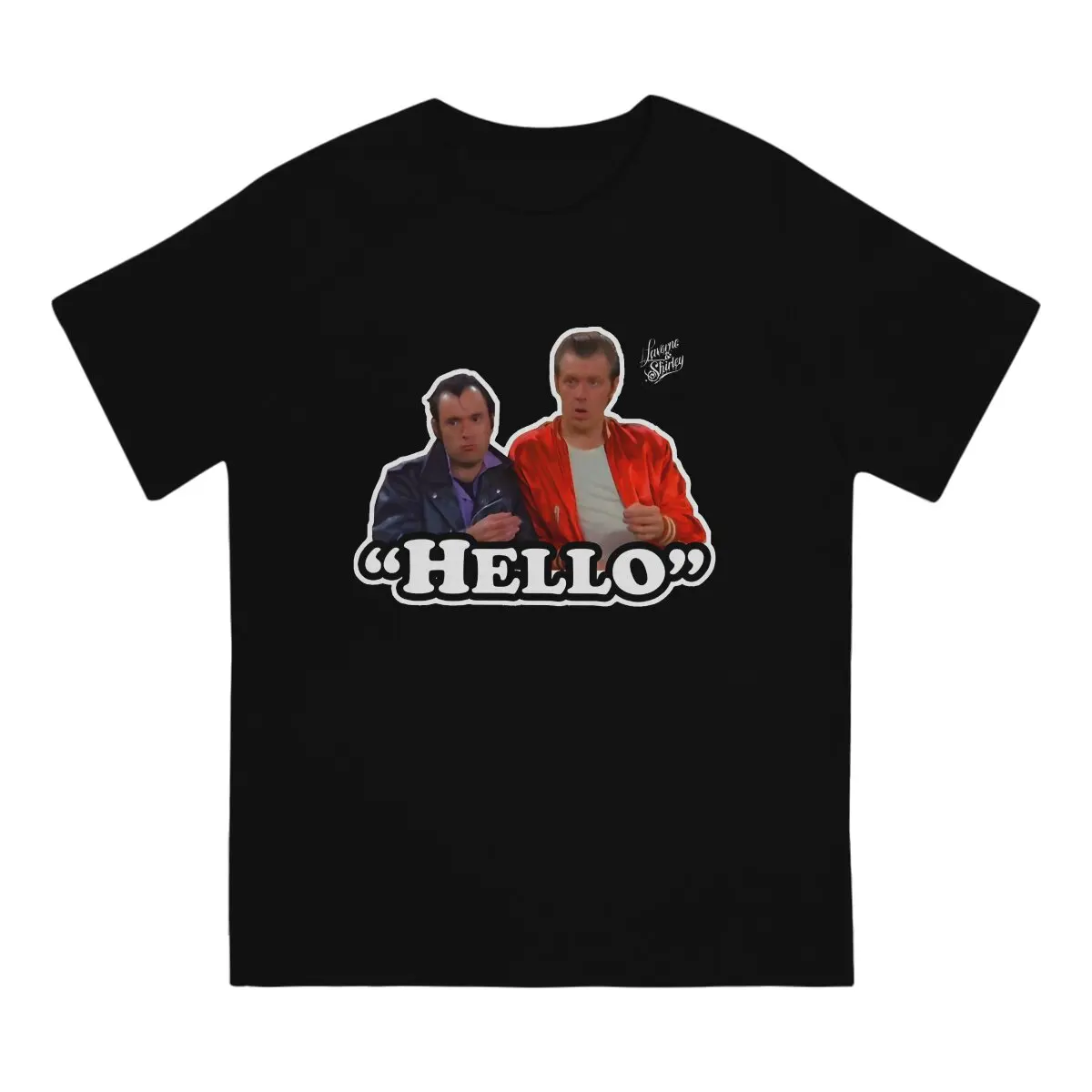 Men's T-Shirt Hello Humorous 100% Cotton Tees Short Sleeve Cindy Williams Laverne & Shirley TV T Shirt Round Collar Tops Summer