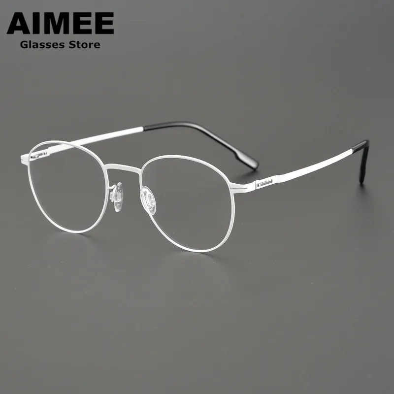 Germany Brand Glasses Frame Men Business Stainless Steel Handmade Prescription Eyeglasses Women Retro Oval Round Optical Eyewear