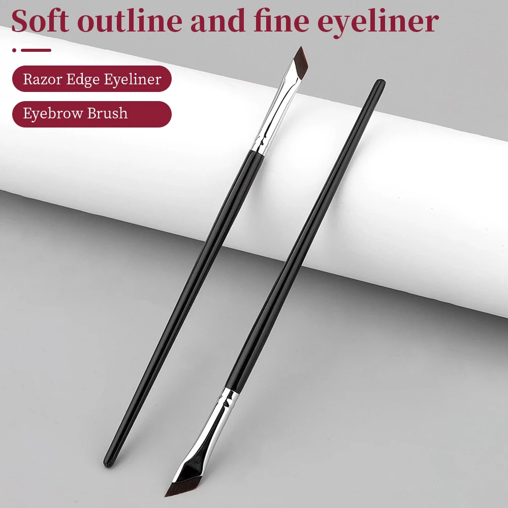 Oblique Flat Blade Eyeliner Brush Superfine Fiber Hair Oblique Flat Angle Eyebrow Brush Horizontal Silkworm Brush Makeup Tool