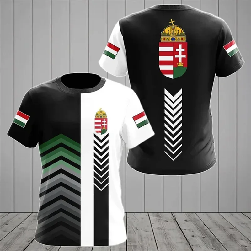 Hungary Flag Graphic Print T-Shirt Men\'s Sports Football Shirt Summer Breathable Street Casual Tops Men and Women\'s