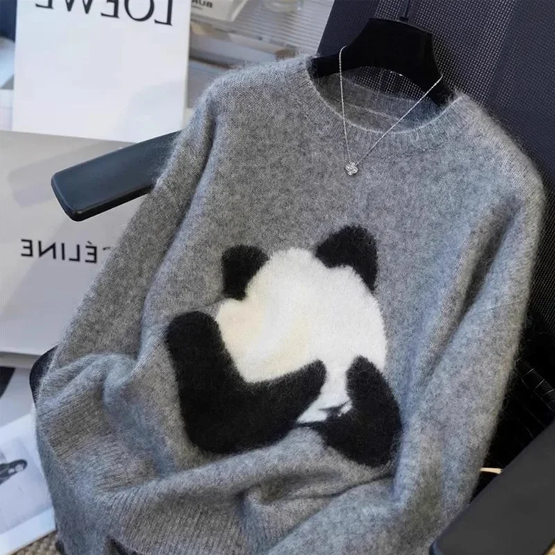 

Korean Style Loose Pullover Sweater Women 2023 Autumn Winter Casual O-Neck Age Reducing Tops