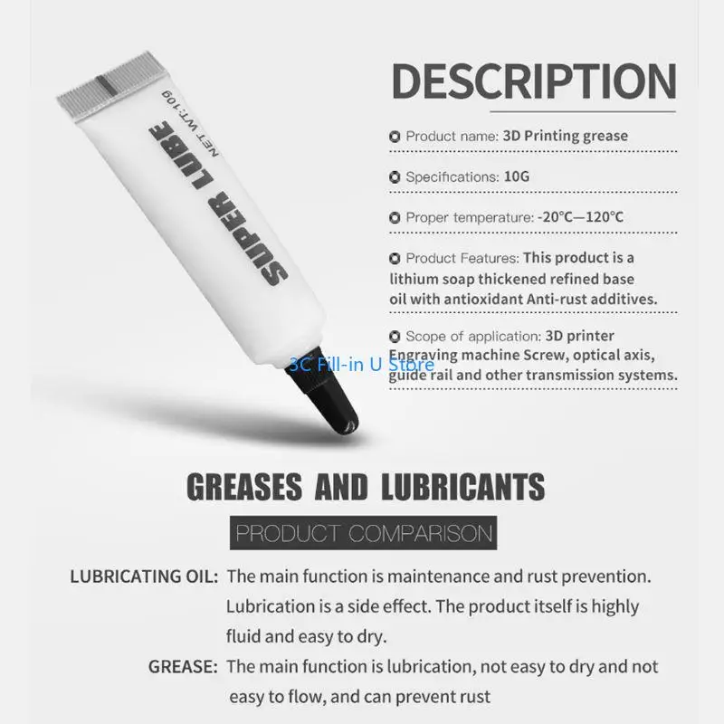 G8TA Portable Super Lube Gear Grease Смазочное масло уменьшить шум трения для технического обслуживания электроники -принтера