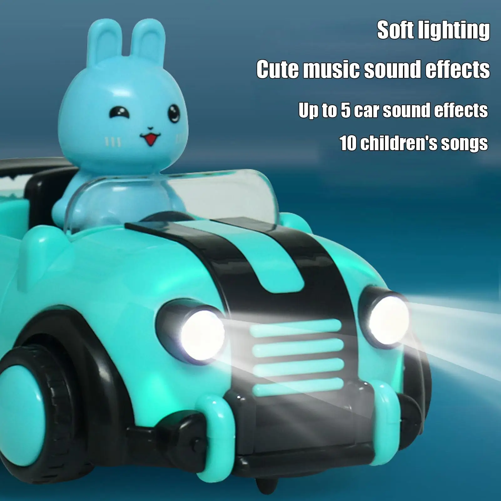 Carro de controle remoto para crianças, veículo de desenho animado com música e luz, veículo de brinquedo com controle de rádio para festa de aniversário, casa, escola, viagem