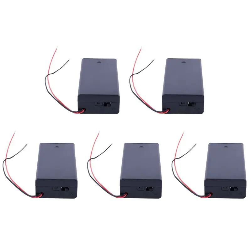 N36R-5X 3.7V 2X 18650 Battery Holder Connector Storage Case Box ON/OFF Switch With Lead