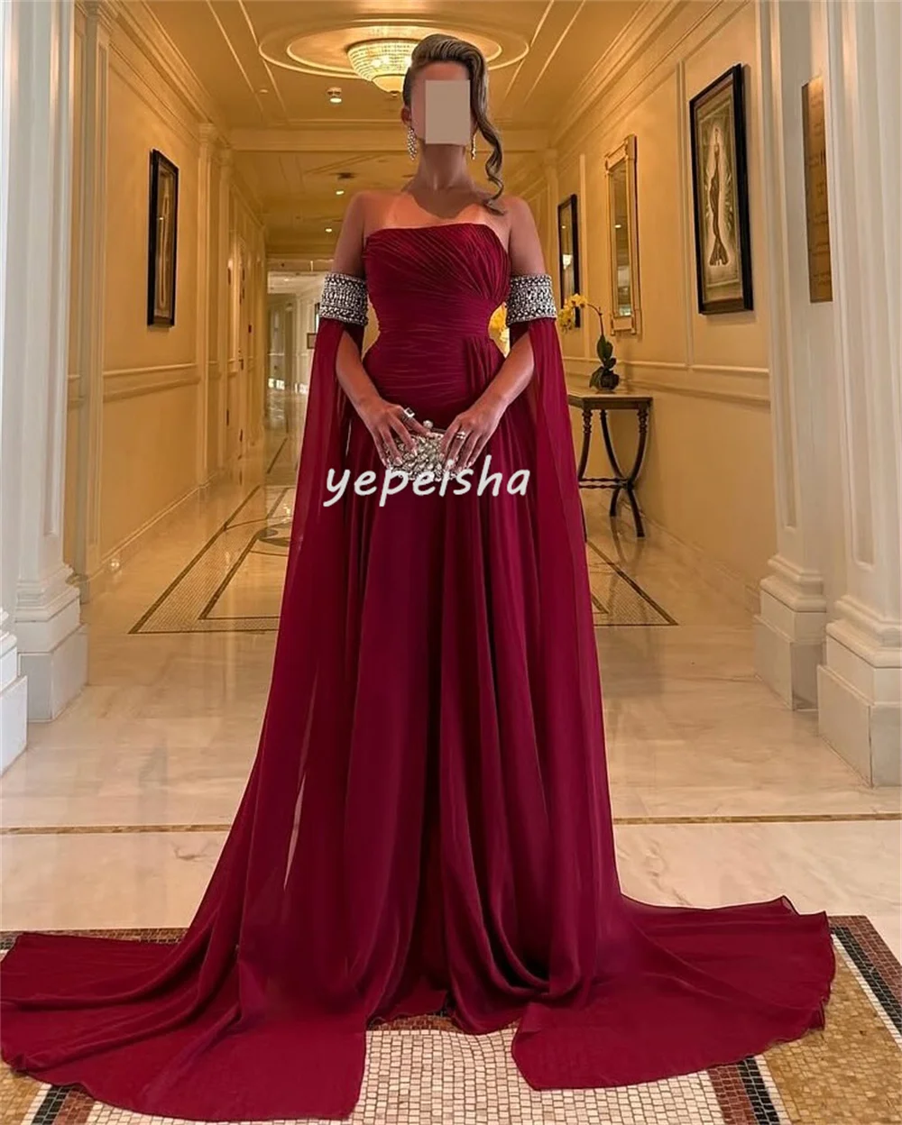 Personalizado clássico chiffon beading drapeado plissado a linha sem alças vestidos longos sob medida vestidos de ocasião retro moda requintado
