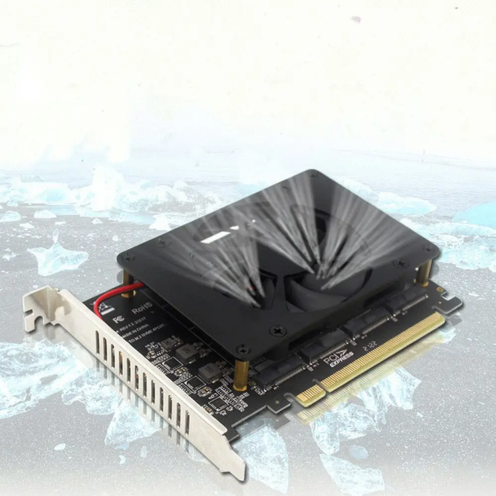 PCIe X16 To M2 NVMe SSD Adapter Converter For PHDK PH44F Desktop Computer Storage Expansion Card With High Efficiency Fan