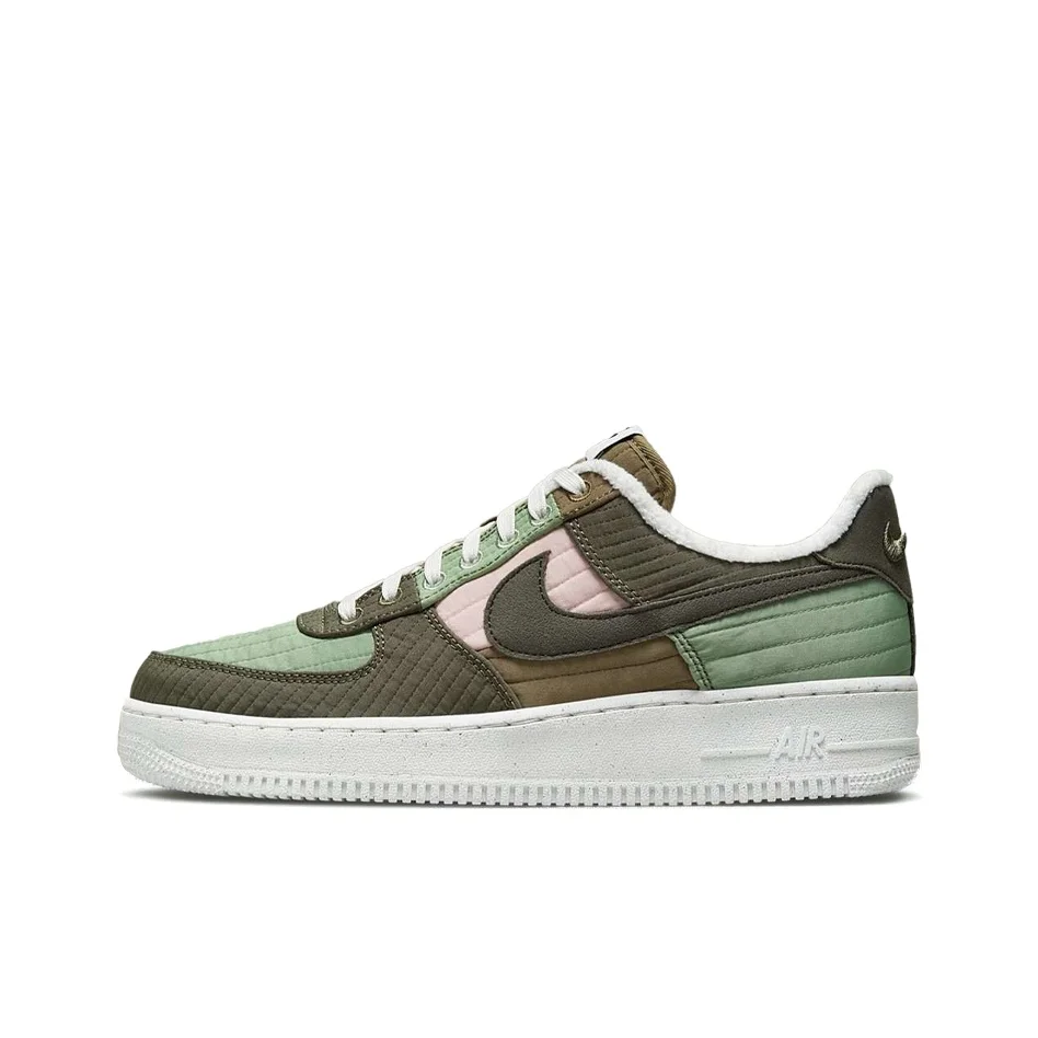 Chaussures de skateboard Nike Air Force 1 pour hommes, coupe basse, vert armée, patchwork