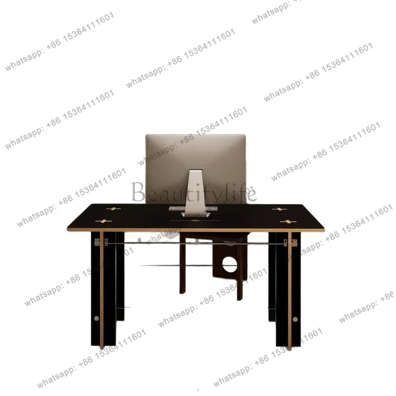Factory Direct Medieval Minimalist Office Desks Computer And Book Black Light Luxury Office Desks Retro Furniture Mesa De Trabal