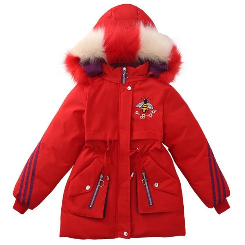 Girls Down Coat Jacket Cotton Outerwear Windbreak 2023 Furs Thicken Velvet Winter Warm Snowsuit Children\'s Clothing