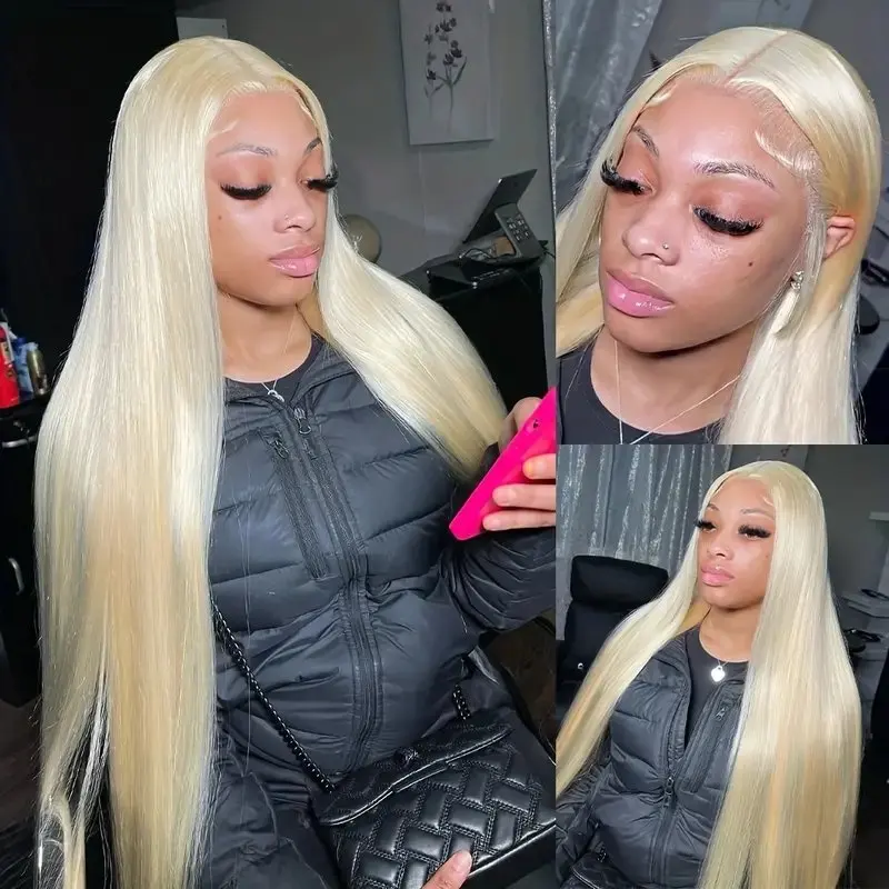 13x6 HD Lace Frontal Wig Human Hair Wig 613 Blonde 30 Inch 180% Straight Transparent  Pre-plucked Brazilian For Women