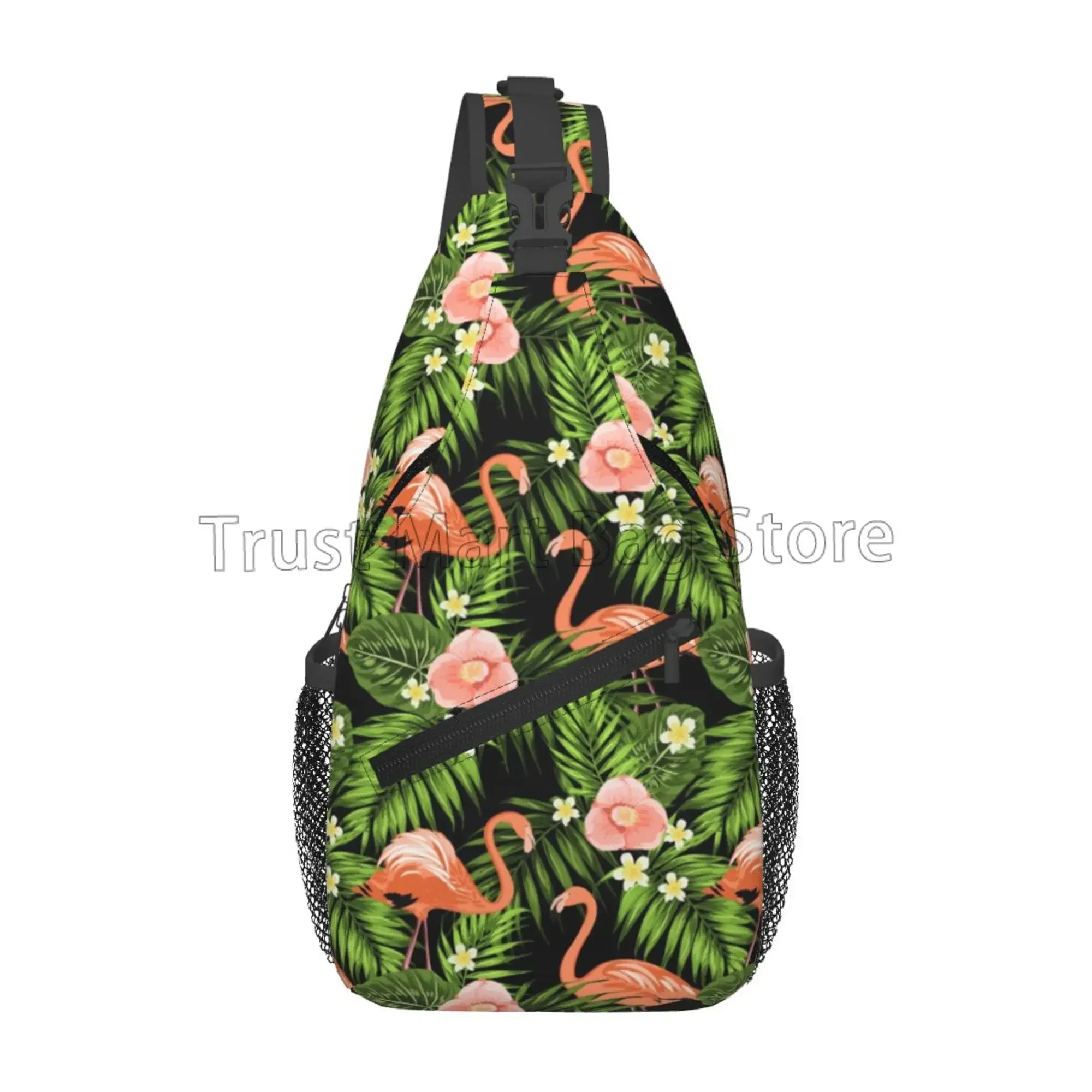 Pink Flamingo Sling Bag for Women Men Small Crossbody Sling Backpack Multipurpose Shoulder Bag Chest Bag for Travel Hiking