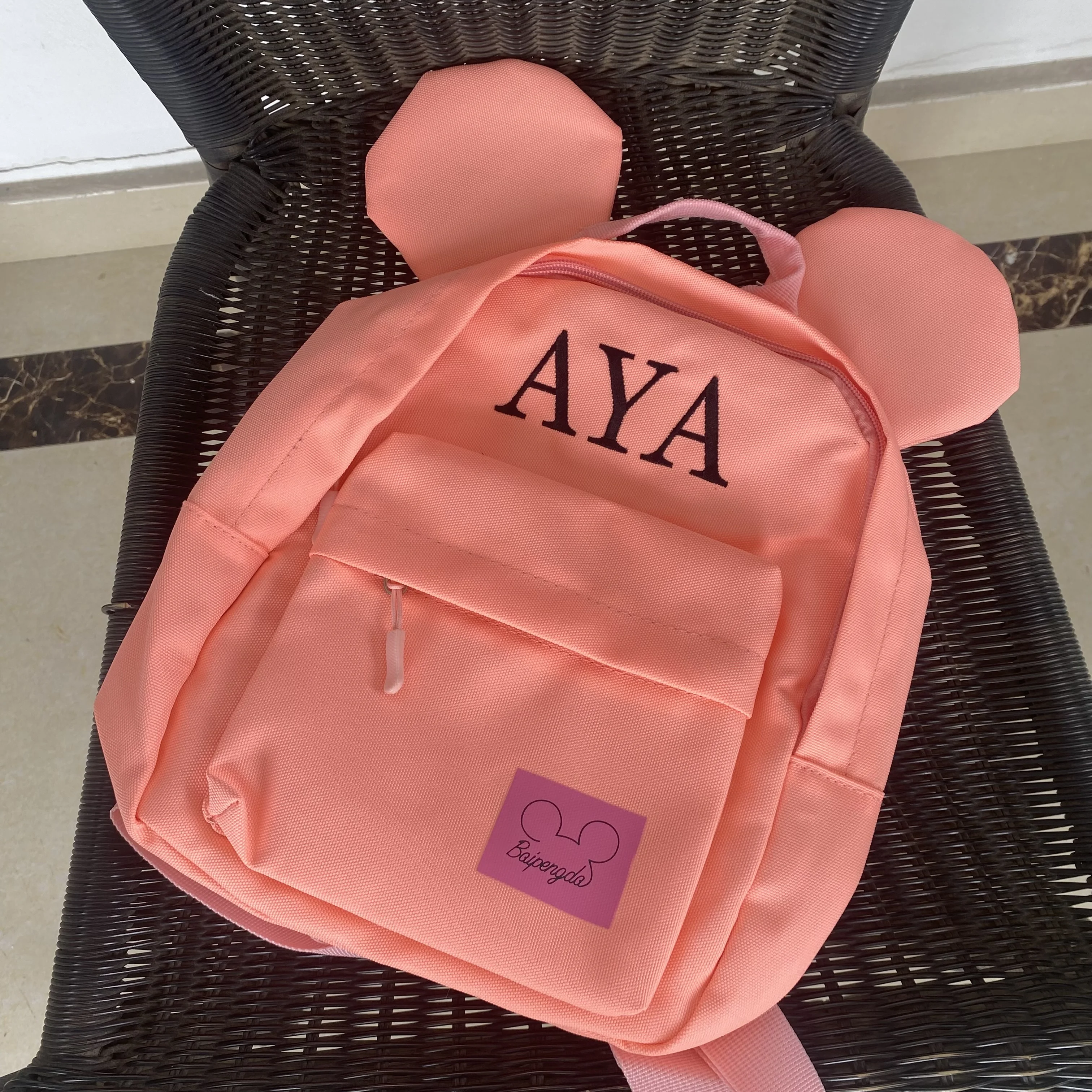 Mochila de infância personalizada, Saco bonito dos desenhos animados para meninos e meninas, Cor doce, Nome bordado, Saco de viagem para crianças