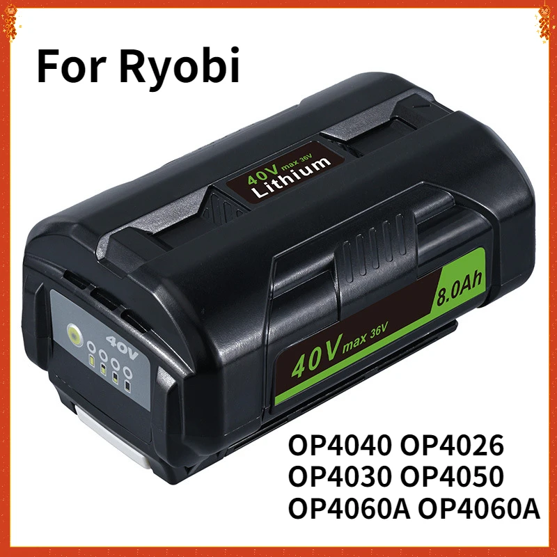 For Ryobi 40V 6000mAh Li-ion Battery OP4040 OP4026 OP4030 OP4050 OP4060A OP4060A OP40301 Collection Cordless Power Tools Battery