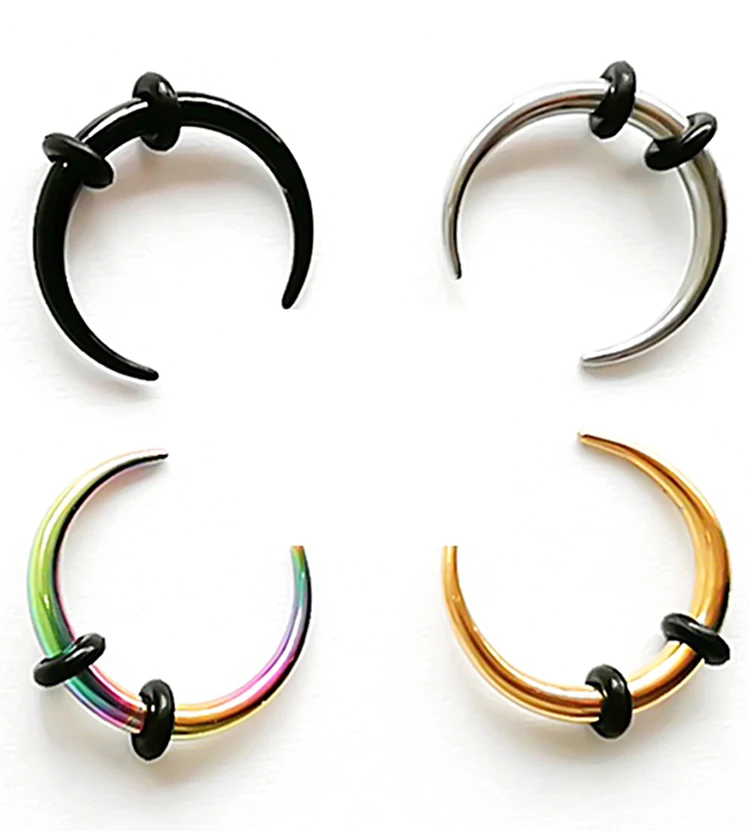 1pc Buffalo Horn Taper Horseshoes Nose Septum Piercing Ring for Women Men Stainless Steel Nose Rings  Punk Cartilage Earrings