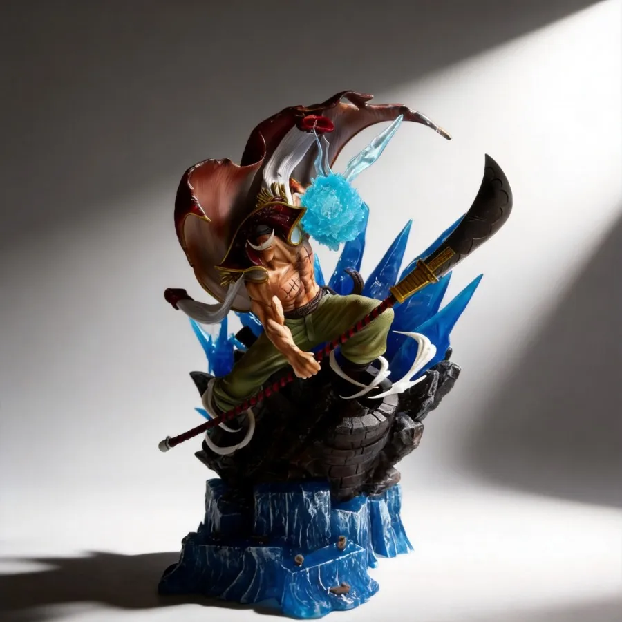

One Piece Series Vientiane Whitebeard Statue GK Large Figure Anime Decoration Scene Plug In Light 38cm
