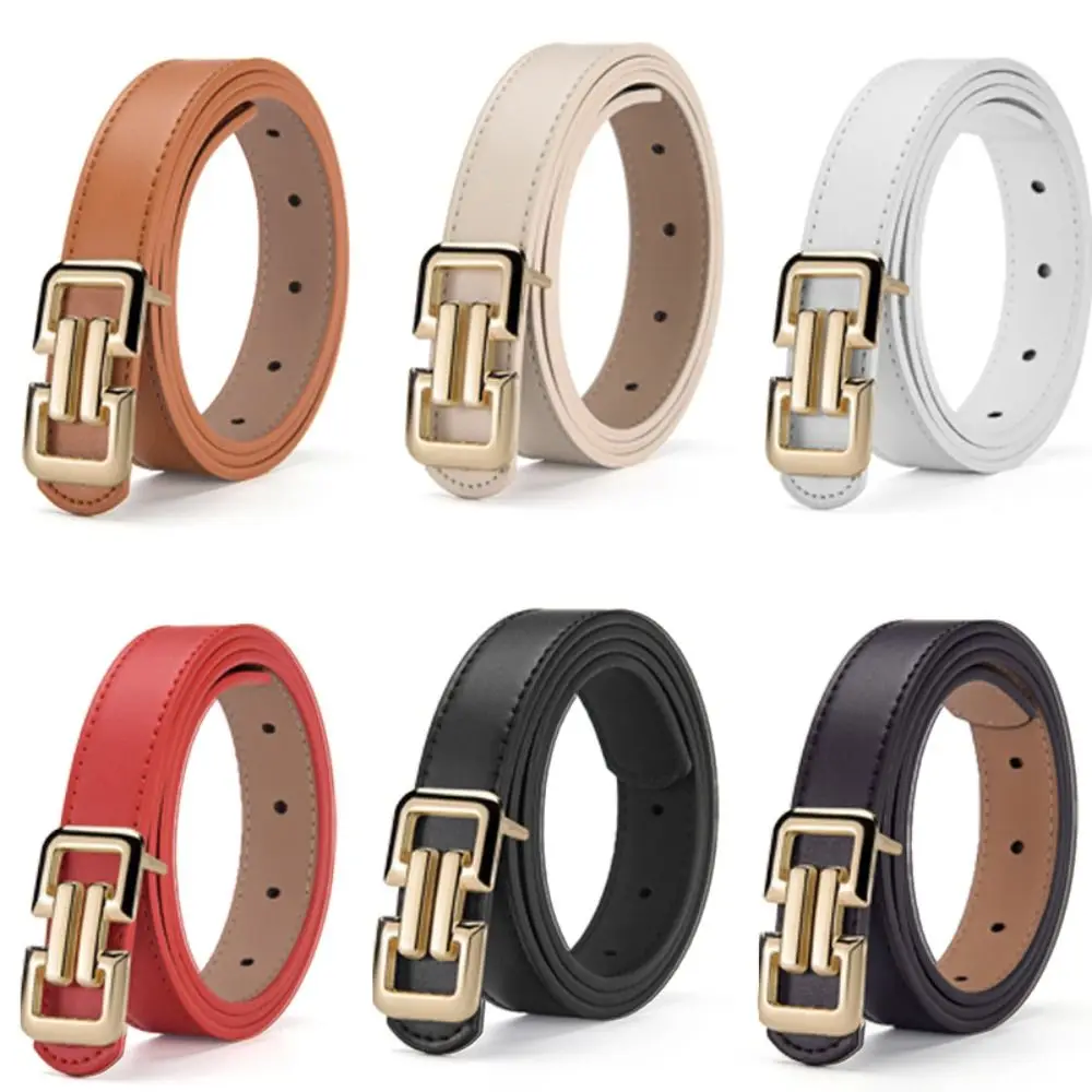 Gifts PU Women Belt Multicolor Alloy Buckle Waist Belt Adjustable Slim Pants Belt Women's Accessories
